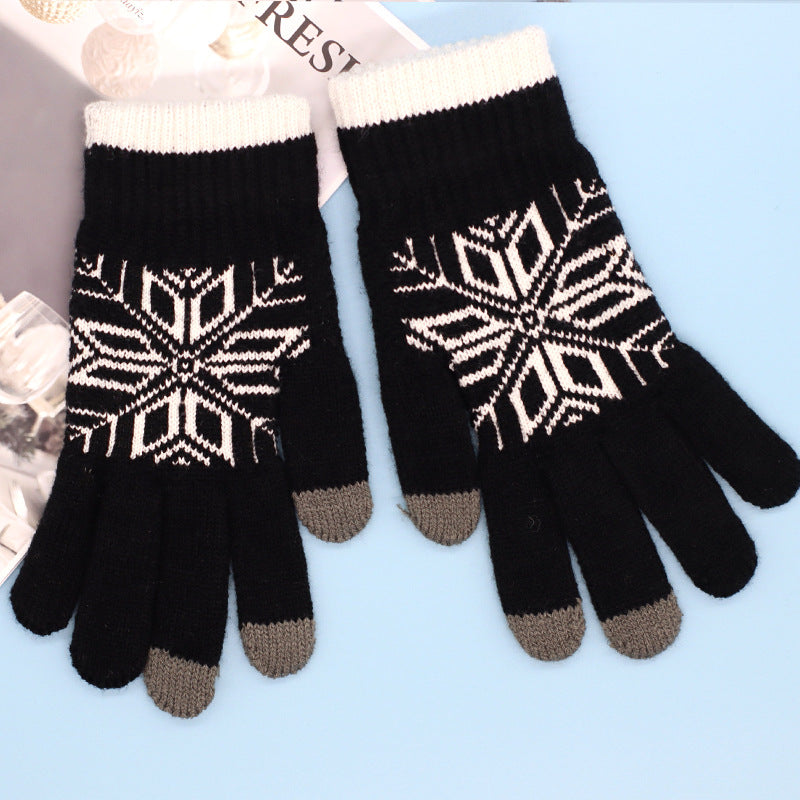 Wool Knitted Thermal Gloves Touch Screen Non-slip Gloves