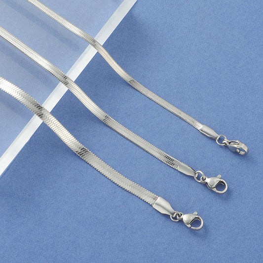 Furnace Real Gold Stainless Steel Flat Snake Bone Chain Bracelet Jewelry Accessories DIY Snake Chain Basic Blade Chain