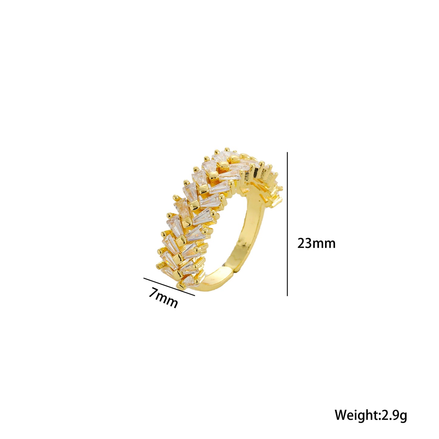 European and American Fashion Temperament Double Row Diamond Zircon Opening Adjustable Ring Female Internet Celebrity Ins Ring Hand Jewelry