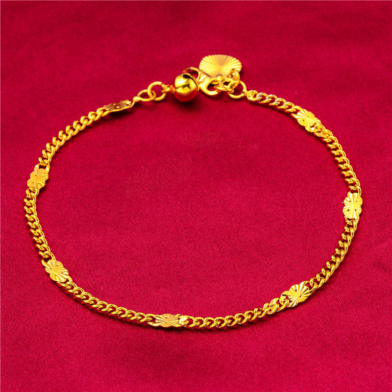 Caterpillar Ladies Water Ripple O Bead Chain Women's Sand Gold Bracelet Bracelet