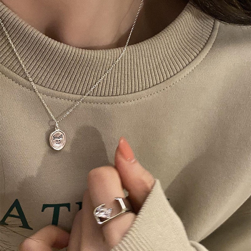 925 Silver Love Necklace Women's Summer High Sense Design Sense Niche Light Luxury Collarbone Chain Neck Chain