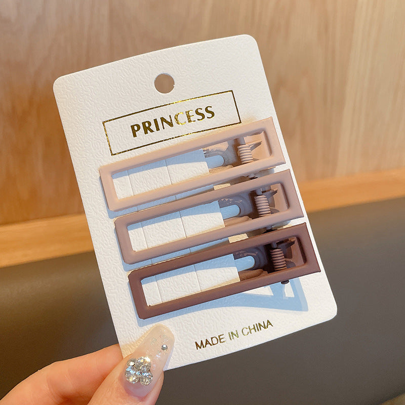 Black and White Checkerboard Hairpin Seamless Hairpin Broken Hair Bangs Side Clip Female Korean Duck Bill Clip One-word Clip