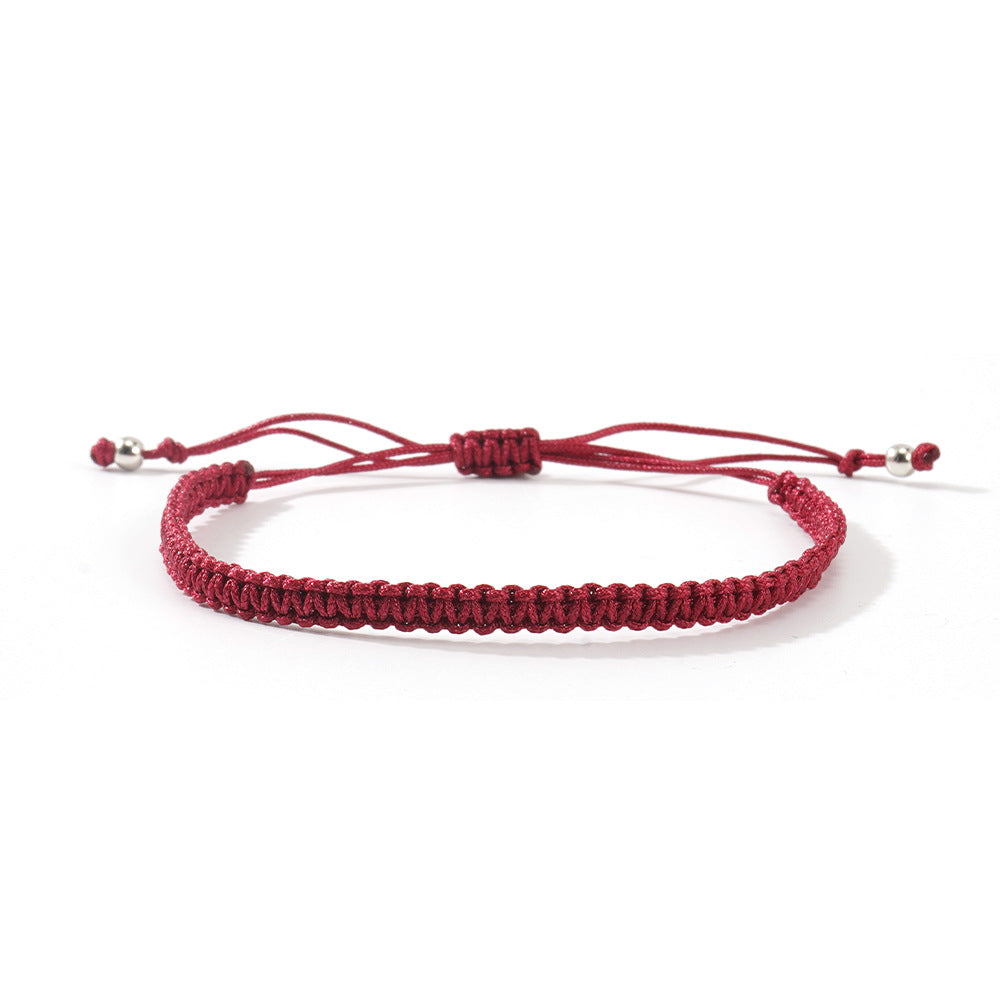 Hot-selling Solid Color Hand-woven Hand Rope Fashionable Versatile Men's and Women's Adjustable Bracelet Gift