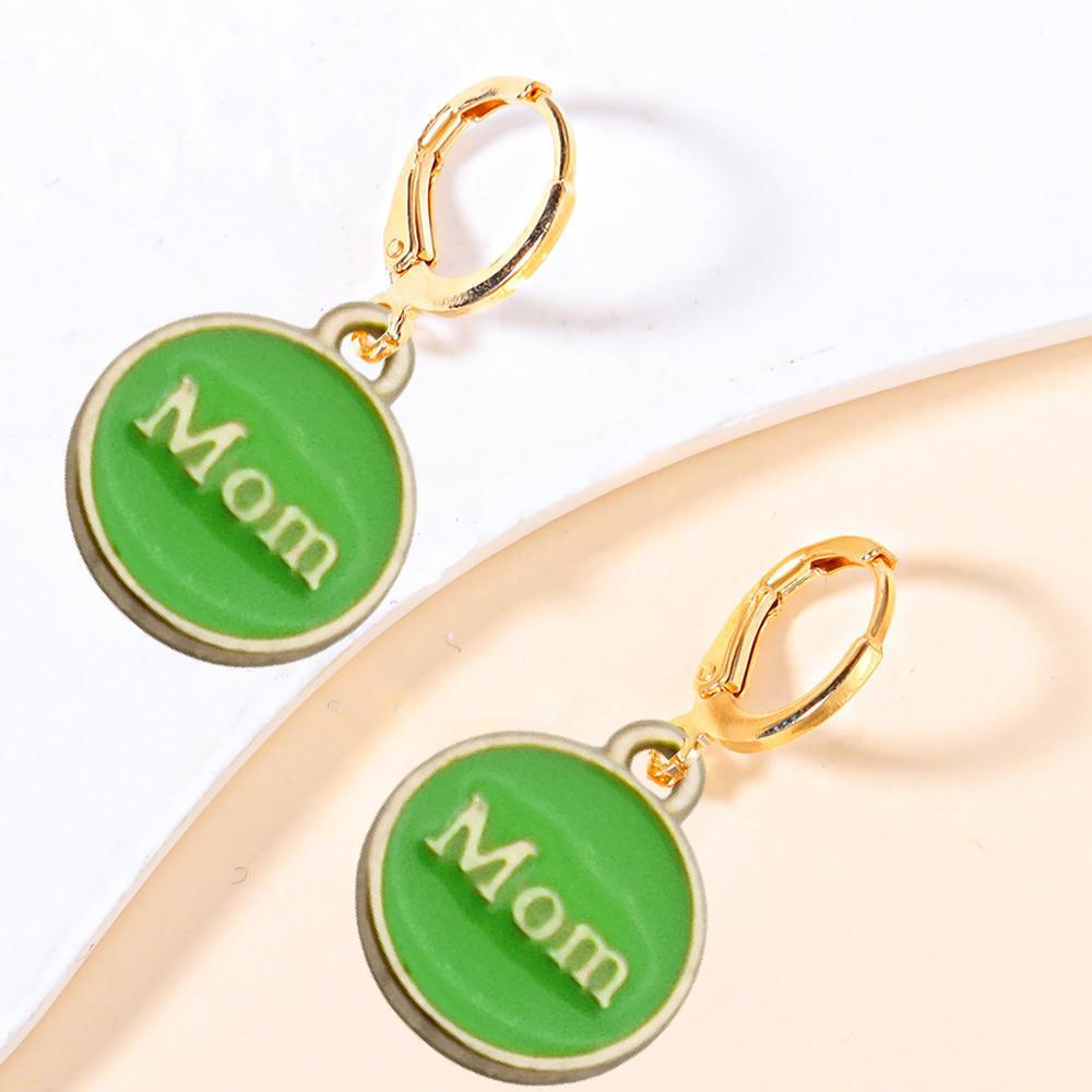 Alloy Drip Pendant Round Double-sided Mom18x14mm Series Earrings