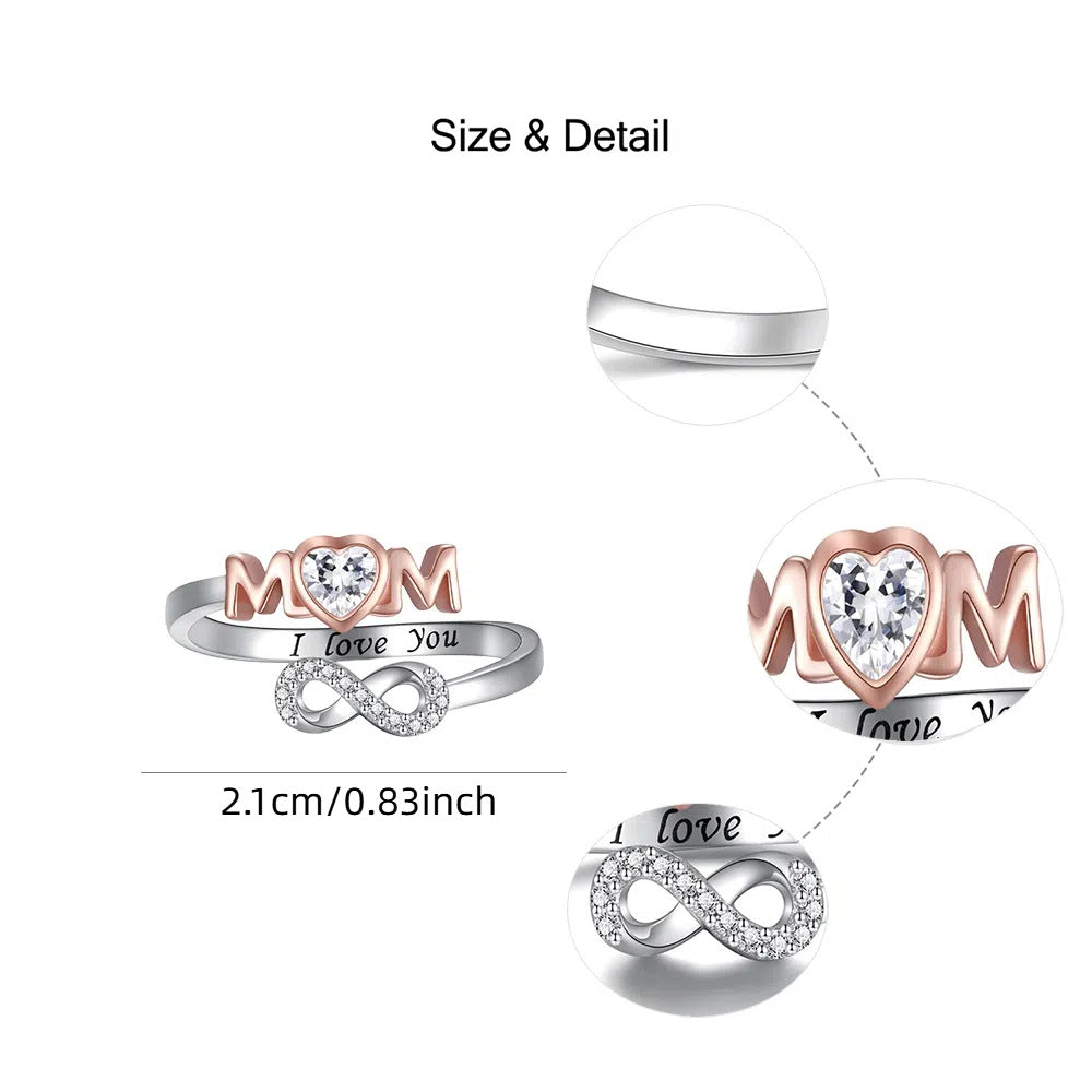 Popular Two-color Mom Ring Creative Adjustable Opening Ring