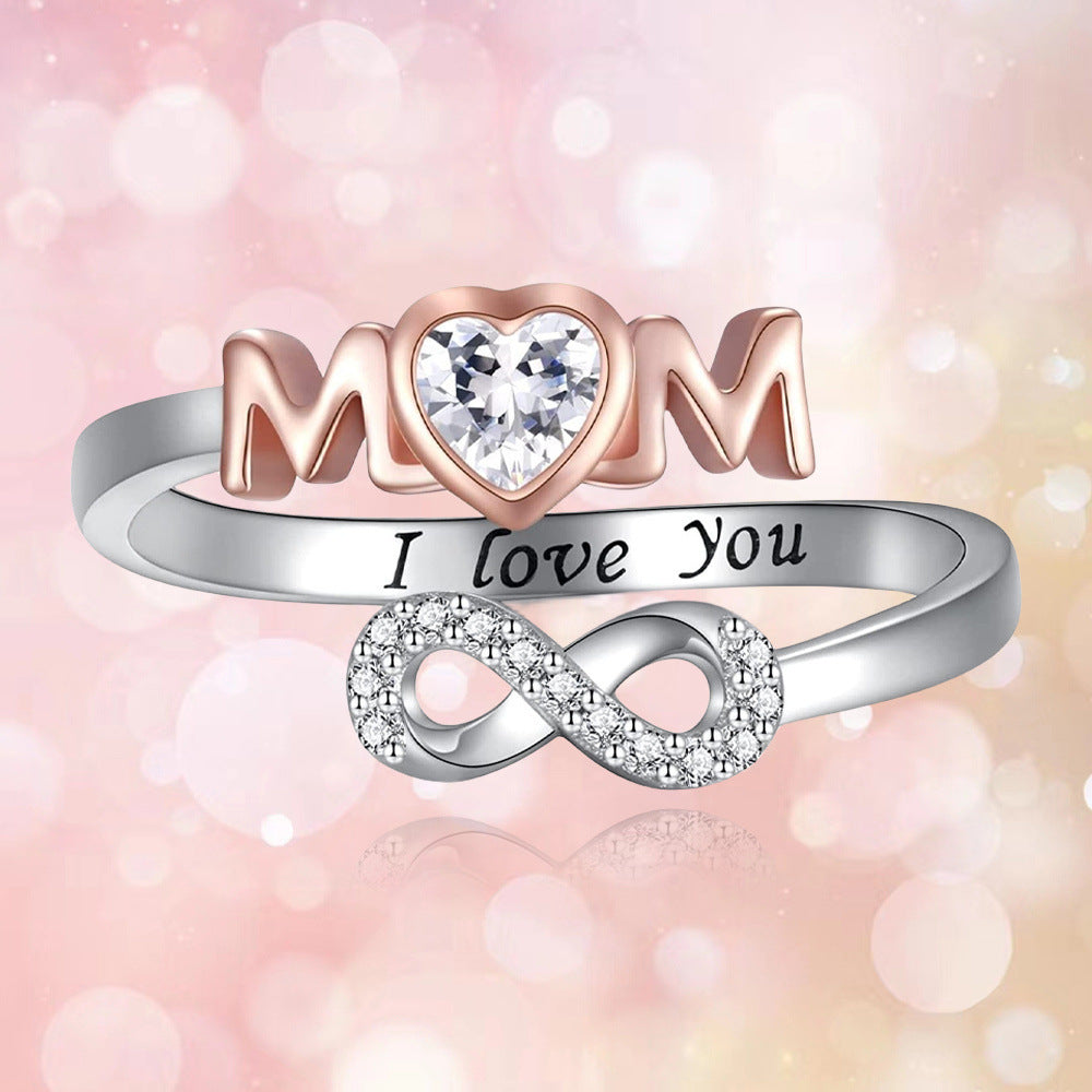 Popular Two-color Mom Ring Creative Adjustable Opening Ring