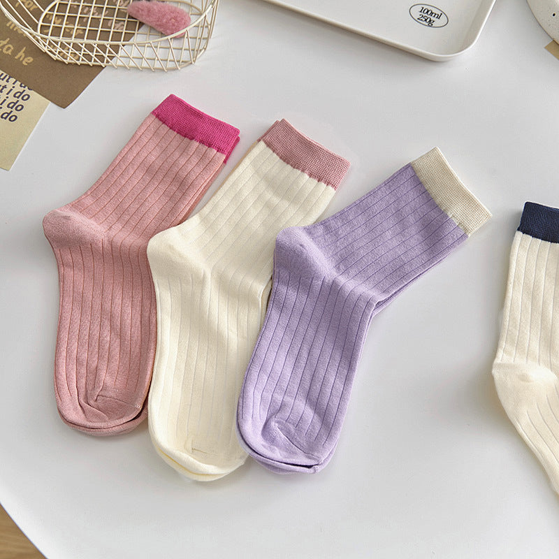 Socks Women's Summer Medium Tube Socks Dopamine Candy Color Korean Spring and Autumn Stacking Socks