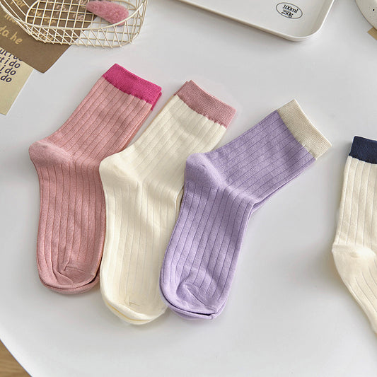 Socks Women's Summer Medium Tube Socks Dopamine Candy Color Korean Spring and Autumn Stacking Socks