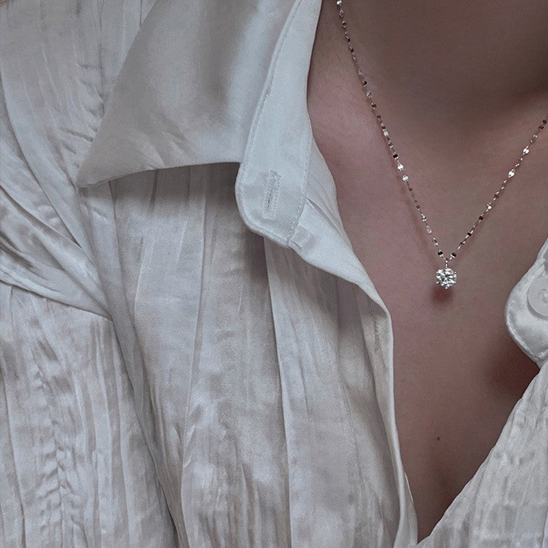 925 Silver Luck Pearl Necklace Female Butterfly Cold Light Luxury Flash Diamond Ins Wind Niche Collarbone Chain