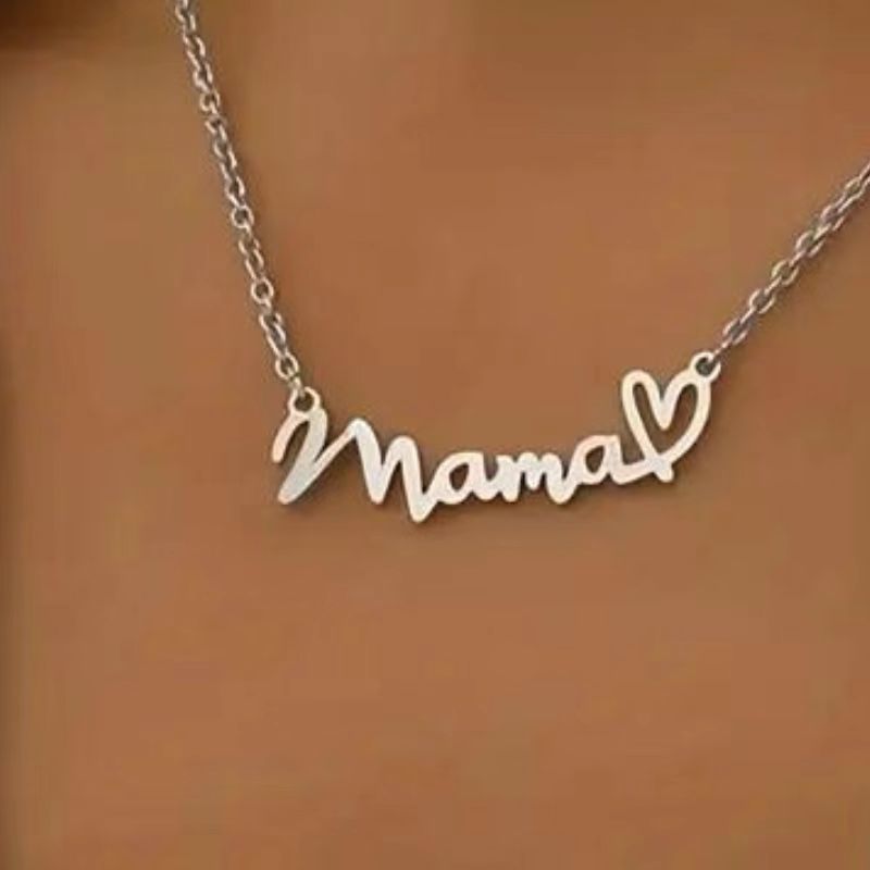 European and American Fashion Creative Design Mother's Day Gift Stainless Steel Mama Letter Pendant Necklace
