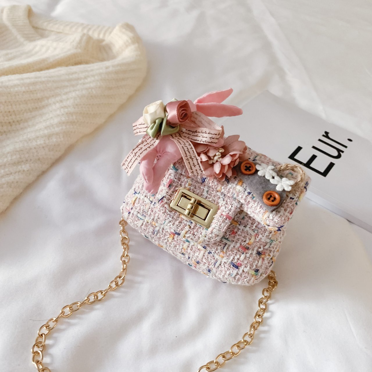Children's Bag Cute Girl Cartoon Flower Shoulder Bag Small Fragrant Wind Messenger Bag Baby Change Bag Candy Bag