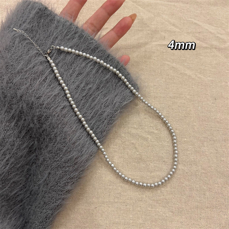 Aobai Magnetic Buckle Round Pearl Necklace Female Fashion Celebrity Neck Chain Temperament Design Advanced Sense Collarbone Chain