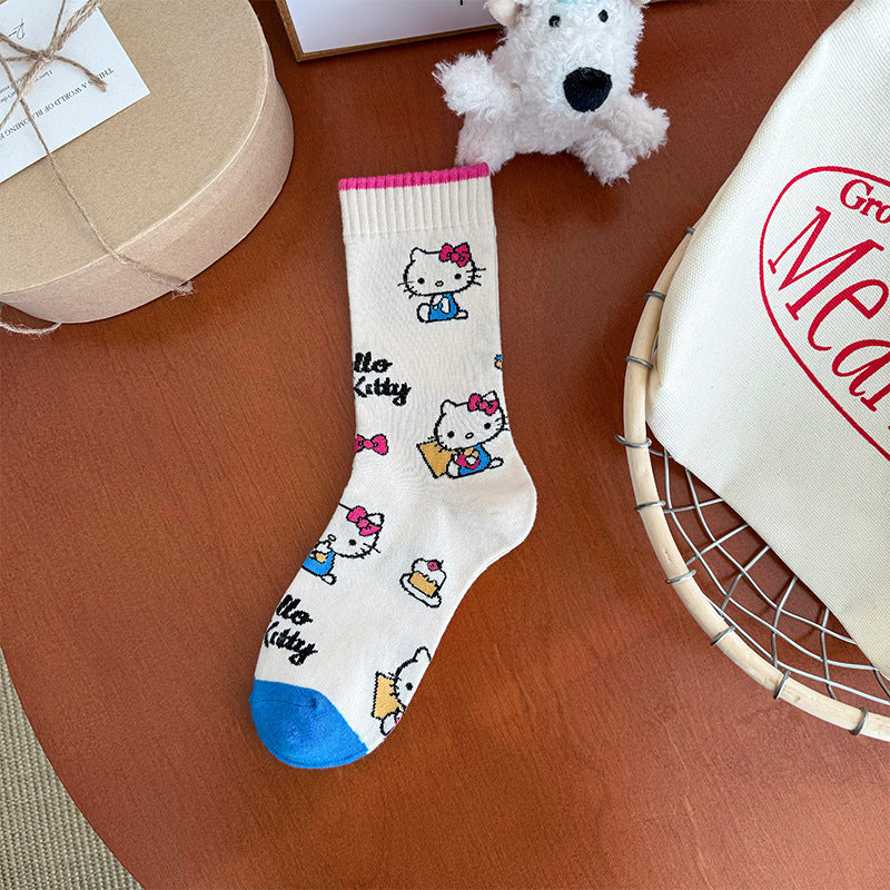 Cute Socks Women's Medium Tube Socks Cotton Socks Spring and Autumn Stockings Personality Ins Trendy Socks Internet Celebrity Design Sense Korean Stripes