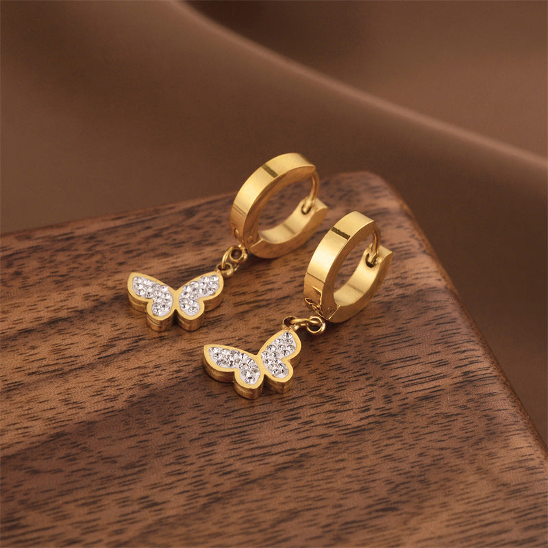 Fashion Titanium Steel Does Not Fade Short Ear Buckle Simple Geometric Rose Gold Earrings Stud Earrings