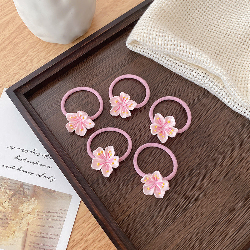 Pink Sweet Cherry Blossom Hairpin Side Girl Bangs Broken Hairpin Girl Flower Hair Band Back Head Female Hair Accessories