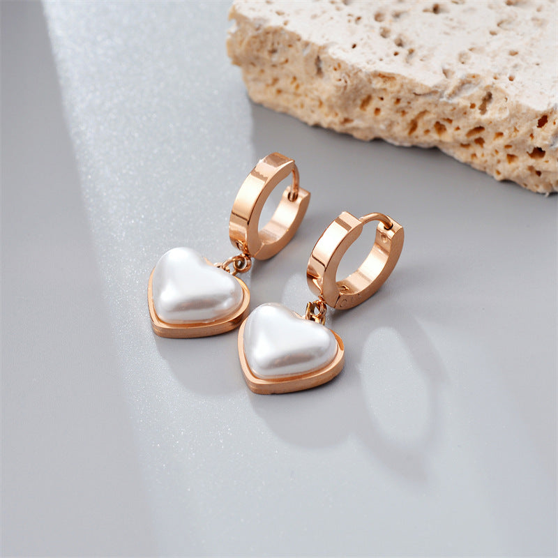 Fashion Titanium Steel Does Not Fade Short Ear Buckle Simple Geometric Rose Gold Earrings Stud Earrings