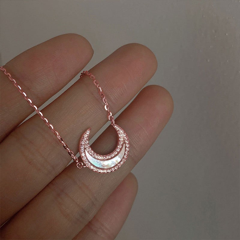 925 Silver Luck Pearl Necklace Female Butterfly Cold Light Luxury Flash Diamond Ins Wind Niche Collarbone Chain