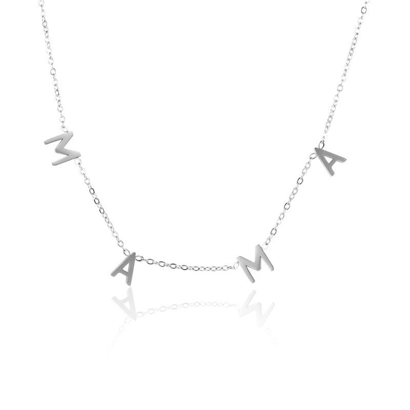 Europe and The United States Hot-selling Stainless Steel Necklace MAMA Welding Small Letters Simple High-end Mother's Day Gift Necklace