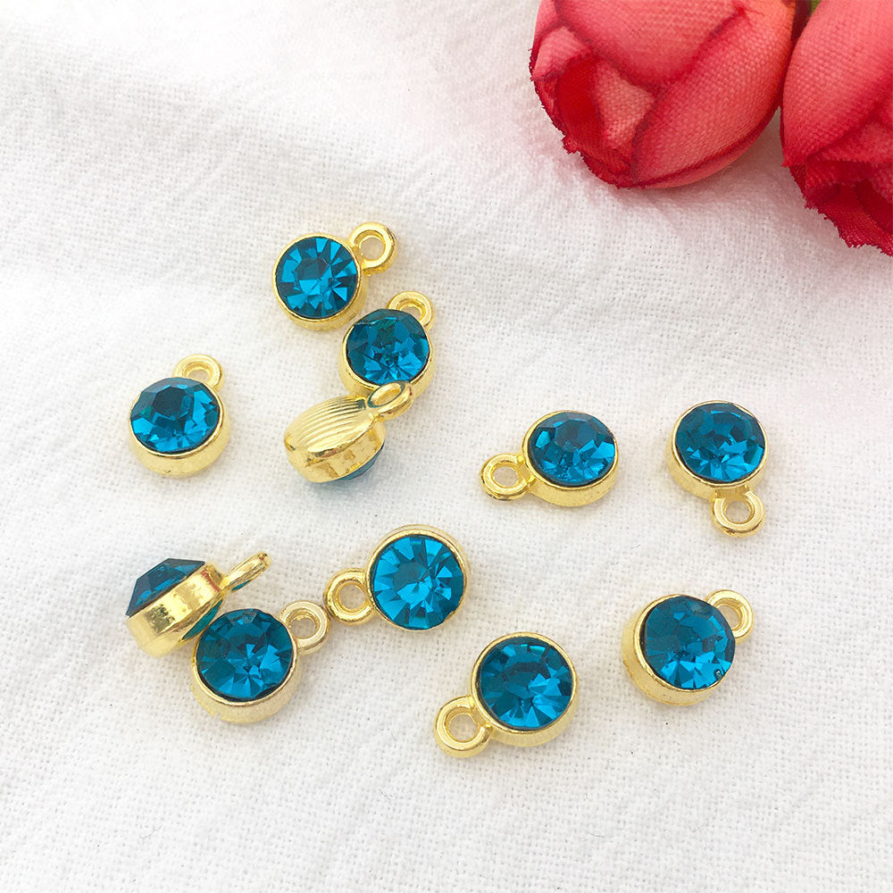 Alloy Diamond Twelve Birthday Stone Small Pendant Star Stone Lucky Stone Birthday Stone DIY Pendant 7mm Jewelry Accessories