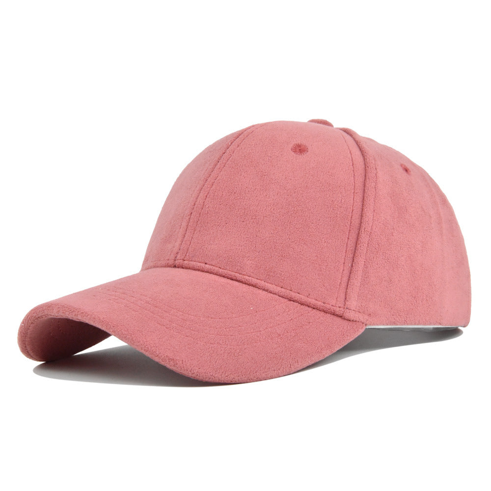 Imitation Suede Solid Color Hard Top Baseball Hat Simple Lamb Wool Cap Outdoor Sports Cap Curved Brim Shade