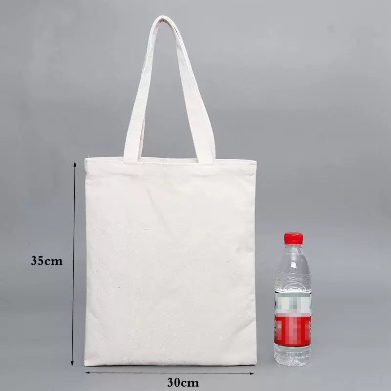 Blank Canvas Bag with Logo One Shoulder Portable Cotton Bag Student Shopping Hand-painted Zipper Canvas Bag Customization