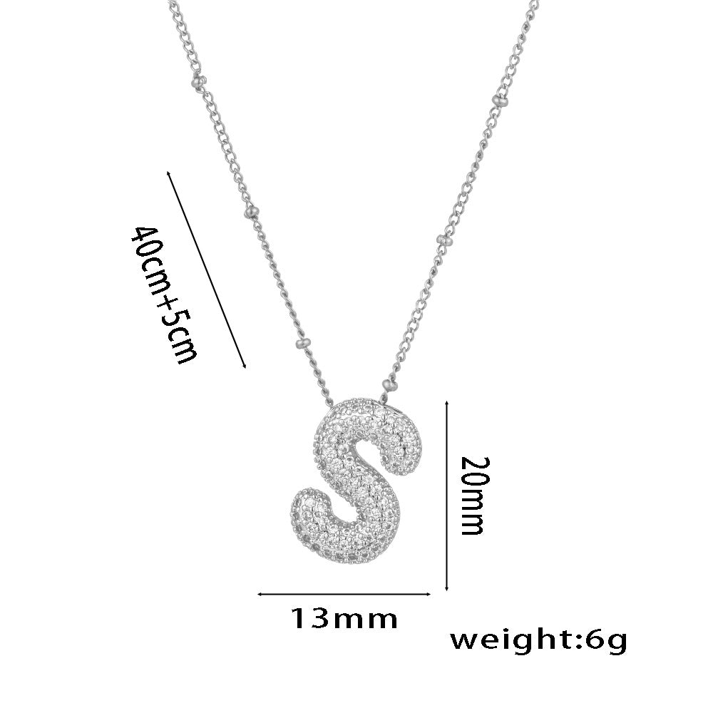 New European and American Micro-inlaid Zircon 26-letter Pendant Necklace Copper-plated 18K Gold Fashion Versatile Classic Jewelry