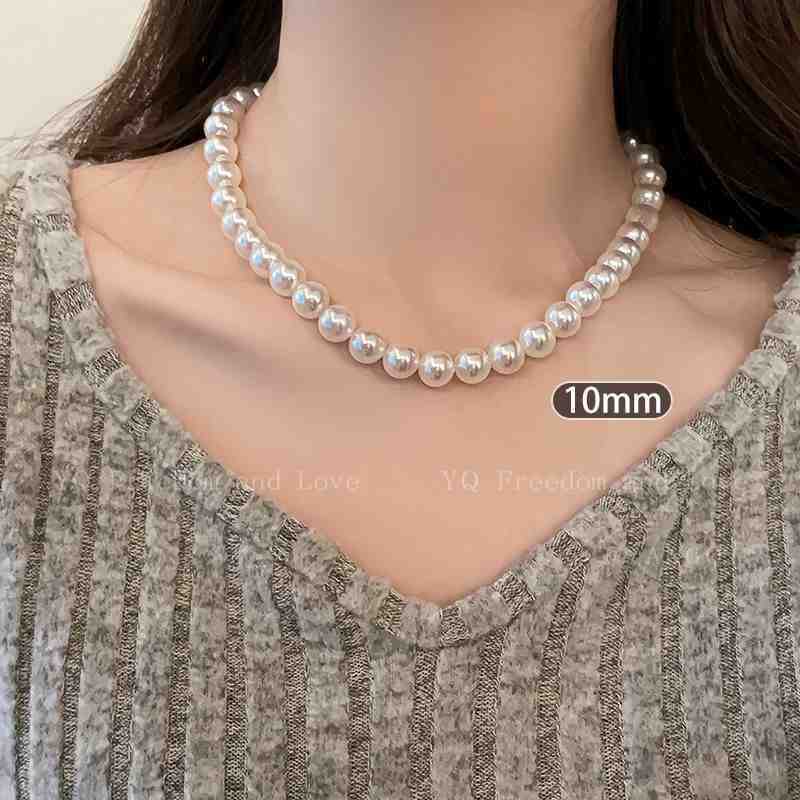 Aobai Magnetic Buckle Round Pearl Necklace Female Fashion Celebrity Neck Chain Temperament Design Advanced Sense Collarbone Chain