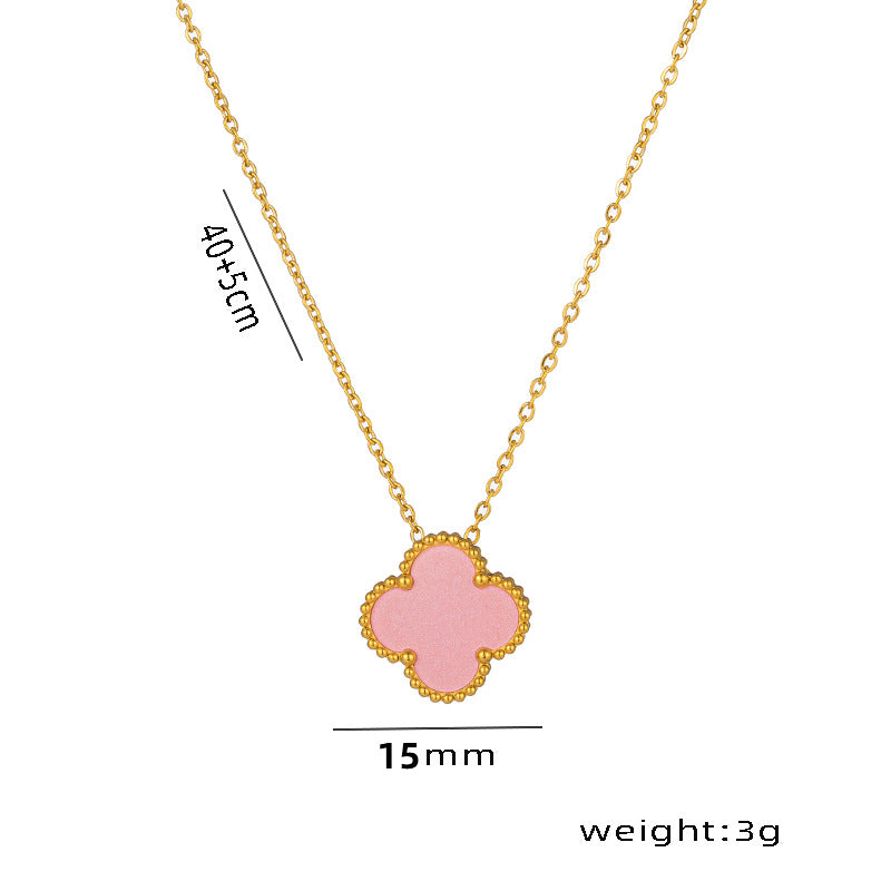 Non-fading High-quality Jewelry Double-sided Four-leaf Clover Necklace Women's Live Broadcast Hot-selling Titanium Steel Collarbone Chain Wholesale