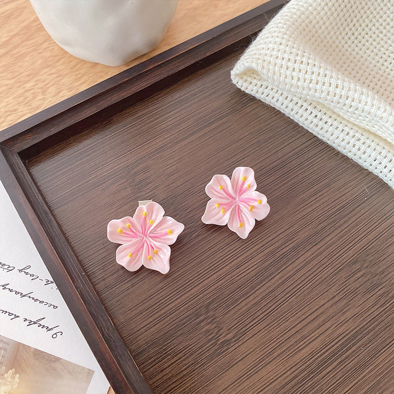 Pink Sweet Cherry Blossom Hairpin Side Girl Bangs Broken Hairpin Girl Flower Hair Band Back Head Female Hair Accessories