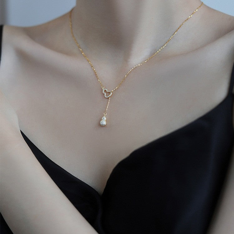 925 Silver Love Necklace Women's Summer High Sense Design Sense Niche Light Luxury Collarbone Chain Neck Chain