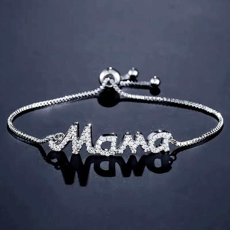 Fashion Mom Letter Creative Japanese and Korean Bracelet Zircon Premium Summer New Zipper Jewelry Women