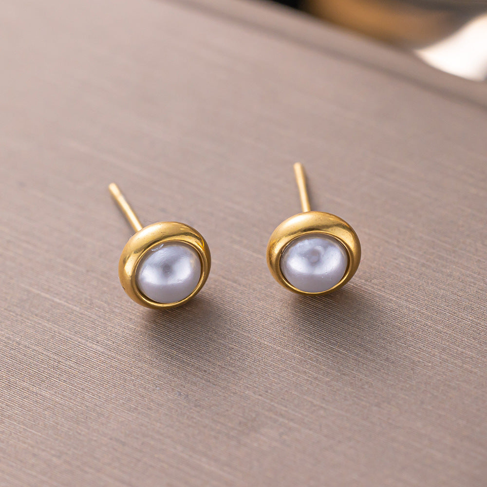 Simple 18k Gold-plated Stainless Steel Circle Earrings Simple Gold-plated Men's and Women's Models