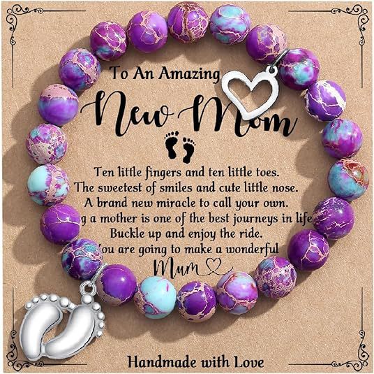 Mom Mother's Day Gift Bracelet Pink Zebra Emperor Stone Foot Pendant Elastic Rope Bracelet Jewelry