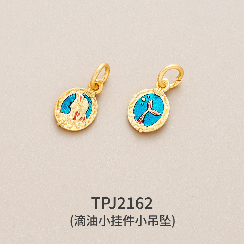 Copper, Ancient Gold, Color-preserving Dripping Oil, Small Pendant, Small Pendant, National Style Bracelet, Bracelet, Jewelry Accessories, Peace Talisman, Lucky Character