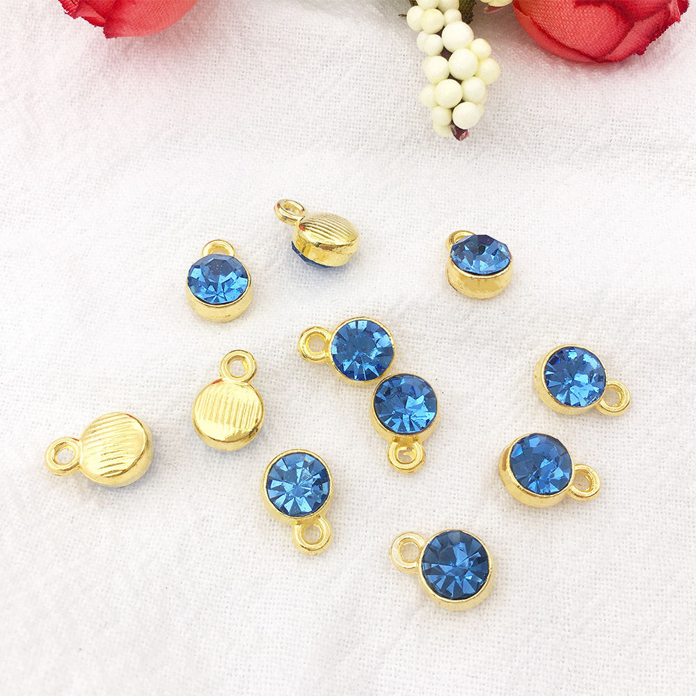 Alloy Diamond Twelve Birthday Stone Small Pendant Star Stone Lucky Stone Birthday Stone DIY Pendant 7mm Jewelry Accessories