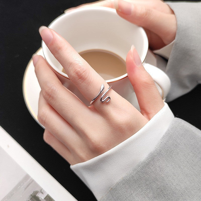 Korean Version 925 Sterling Silver Plain Ring, Women's Non-fading Ins Style Light Luxury High-end Sense Versatile Opening Adjustment Index Finger Ring