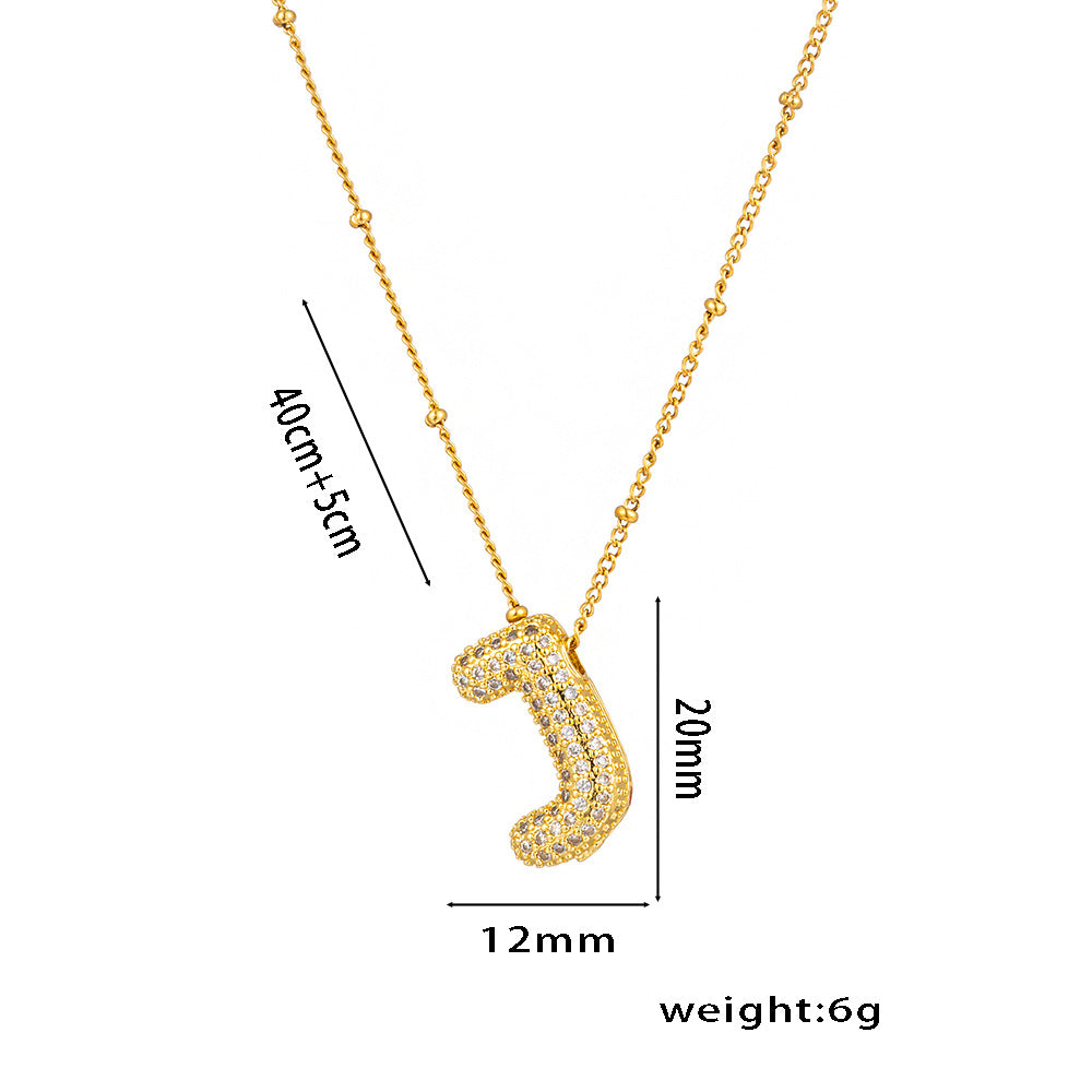 New European and American Micro-inlaid Zircon 26-letter Pendant Necklace Copper-plated 18K Gold Fashion Versatile Classic Jewelry