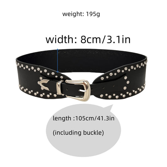 New Rivet Punk Wide Belt Personalized Spice Girl Fashion Versatile Retro Belt