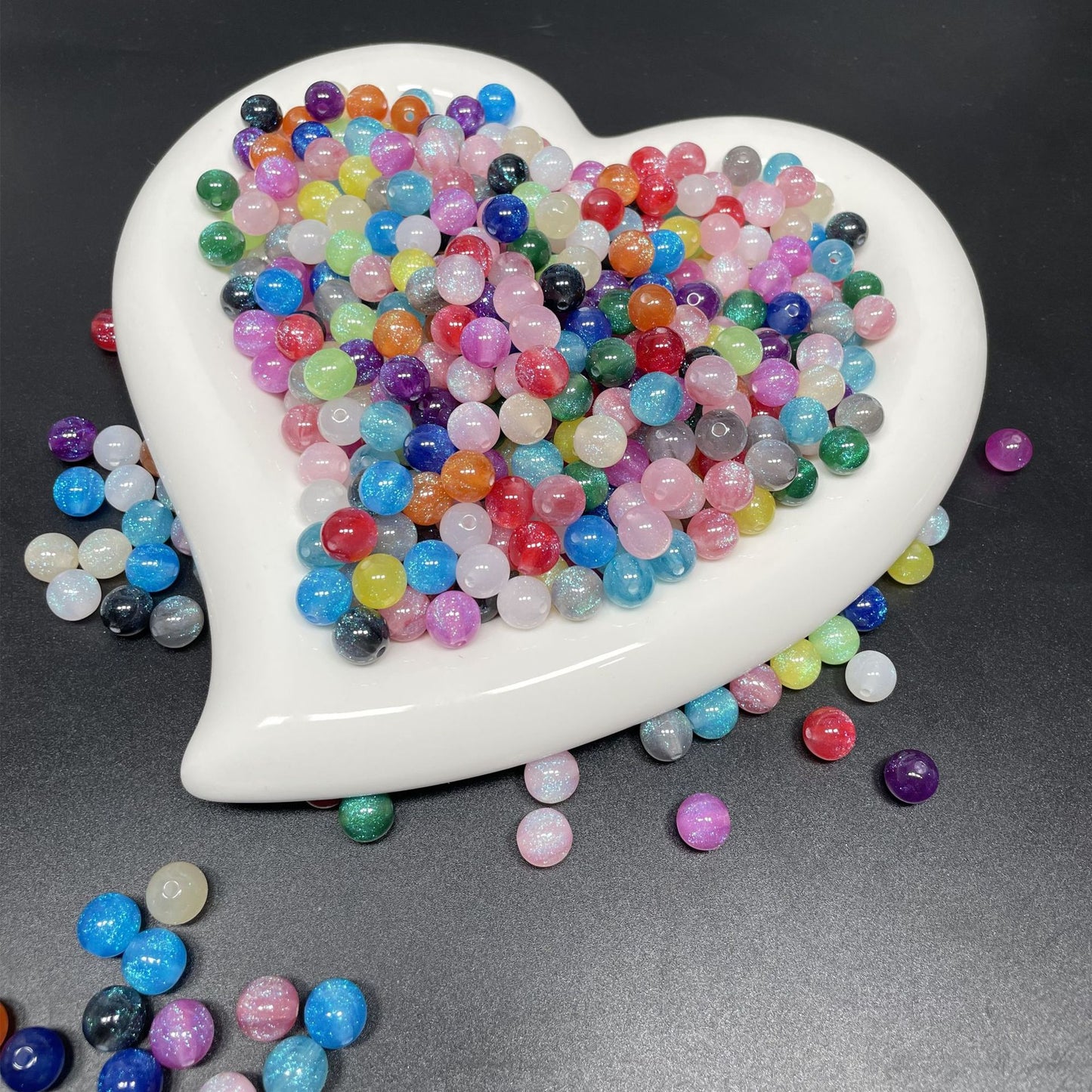 8/10/12 Mm Resin Fine Flash Starry Sky Mermaid Ji Round Beads Resin Imitation Cat Eye Beads DIY Bracelet Accessories