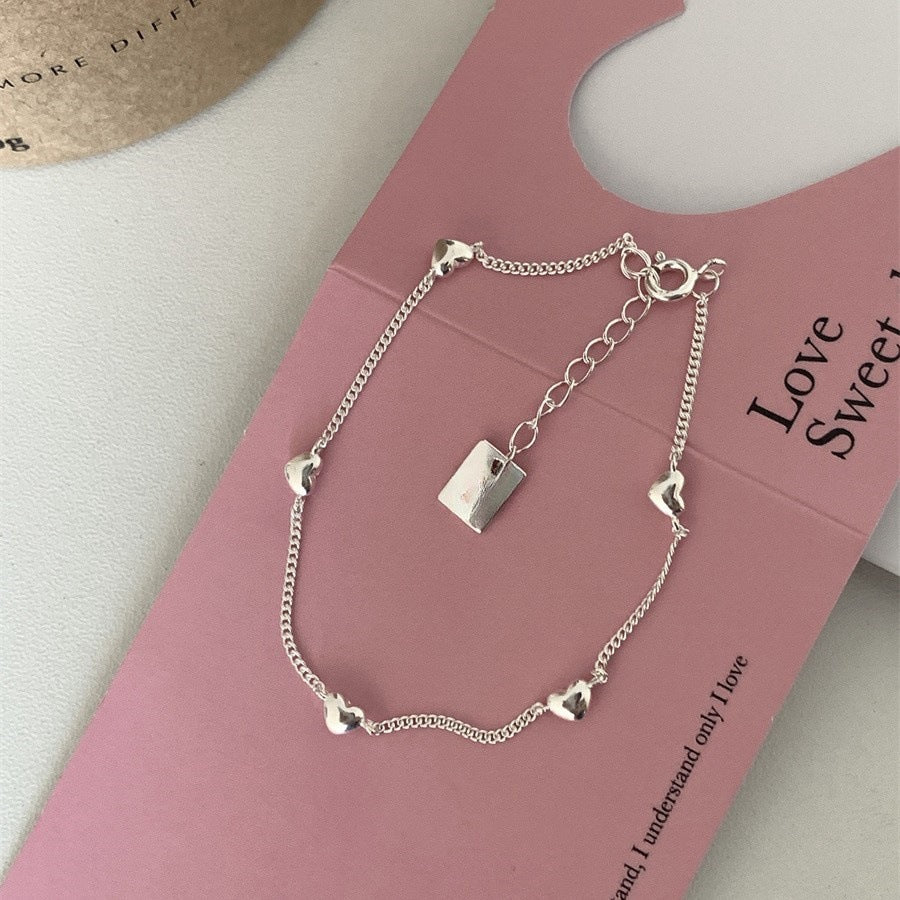 Korean Love Bracelet Women's 925 Sterling Silver Cold Style Fashion Light Luxury Niche Exquisite High Sense Versatile Jewelry Tide