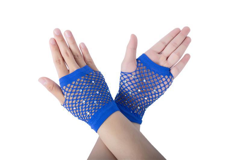 European and American Fashion Flash Diamond Short Sex Fishing Net Gloves Party Punk Decorative Half-finger Gloves Wholesale