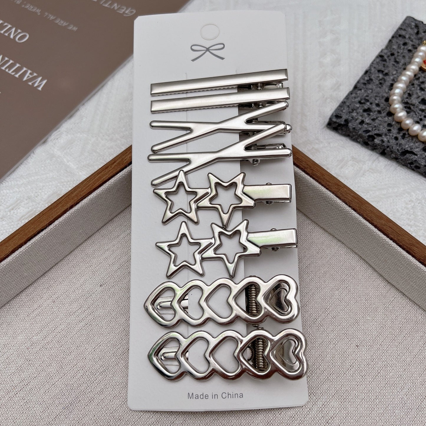 Metal Hairpin Side Broken Hair Bangs Hairpin Spice Girl Hair Accessories Silver Bangs Clip Set Internet Celebrity Side Clip One-word Clip