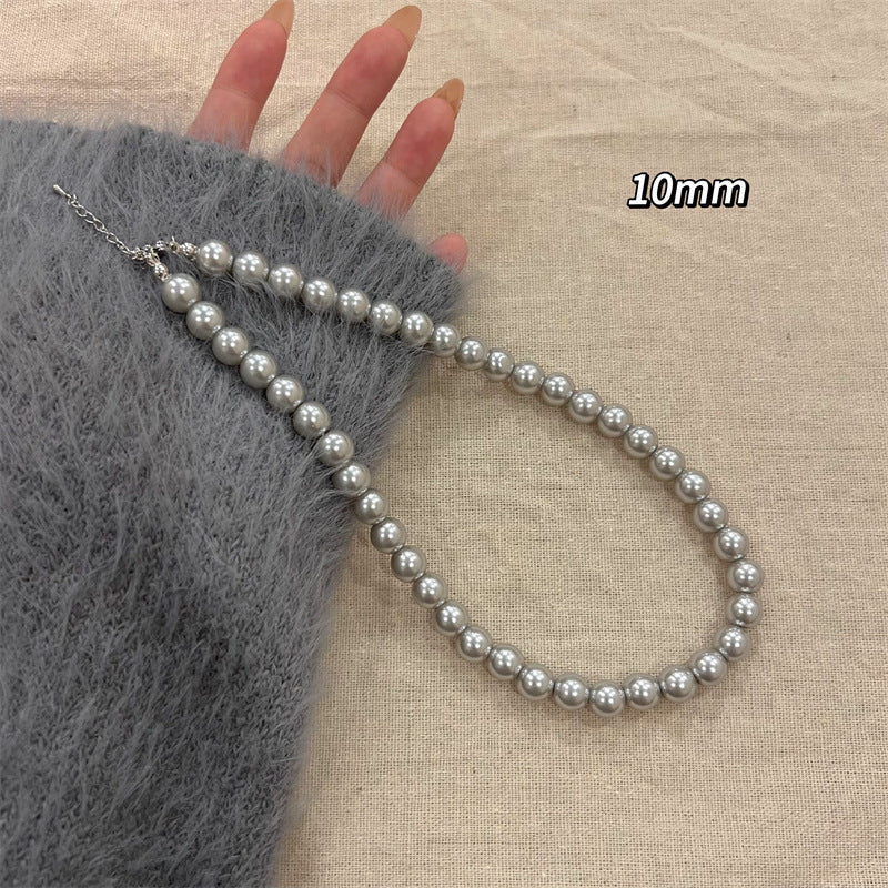 Aobai Magnetic Buckle Round Pearl Necklace Female Fashion Celebrity Neck Chain Temperament Design Advanced Sense Collarbone Chain