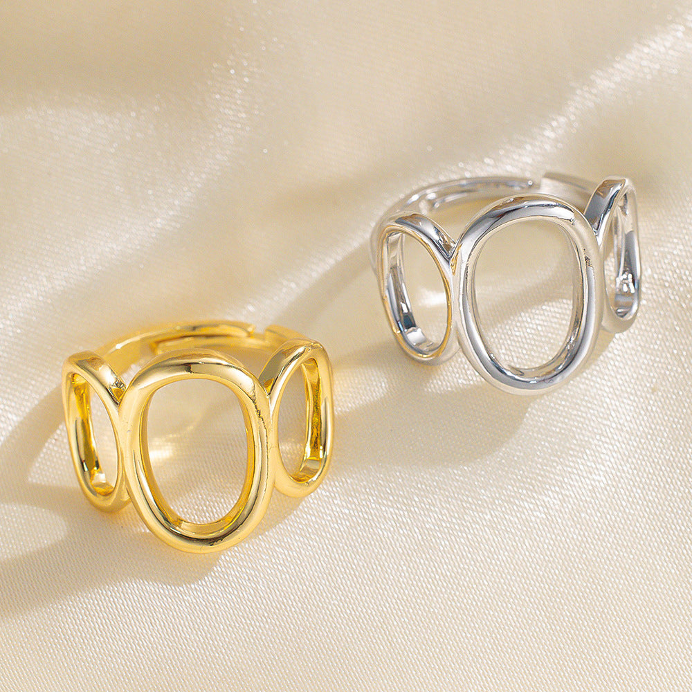 New Stainless Steel Ring European and American Fashion Minimalist Temperament Geometric Hollow Opening Jewelry Ring