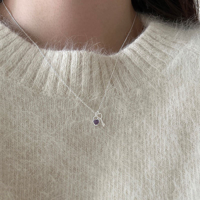 925 Silver Love Necklace Women's Summer High Sense Design Sense Niche Light Luxury Collarbone Chain Neck Chain