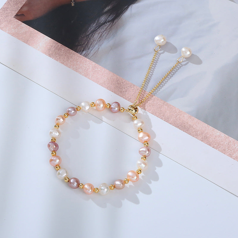 Baroque Freshwater Pearl Girlfriend Bracelet Alien 14k Gold Retro Bracelet Ins Internet Celebrity Bracelet