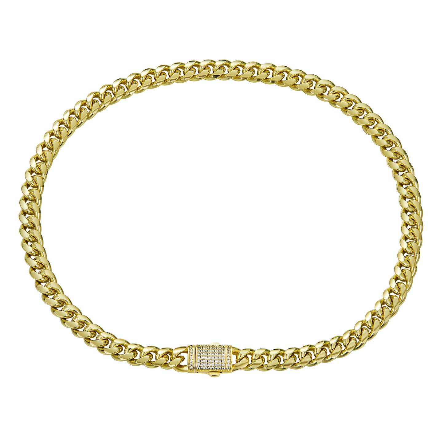 Men's Hip Hop Fashion Jewelry Electroplated 14K Gold Stainless Steel Titanium Steel Cuban Chain Encryption Necklace Collar