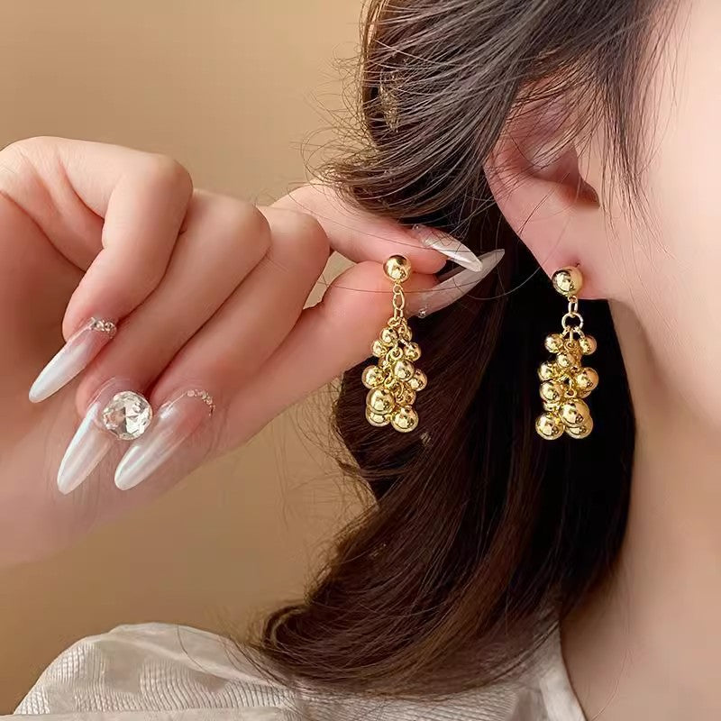 Retro Hong Kong Style Temperament Stud Earrings Female Explosion Internet Celebrity Niche High Sense Gold Earrings