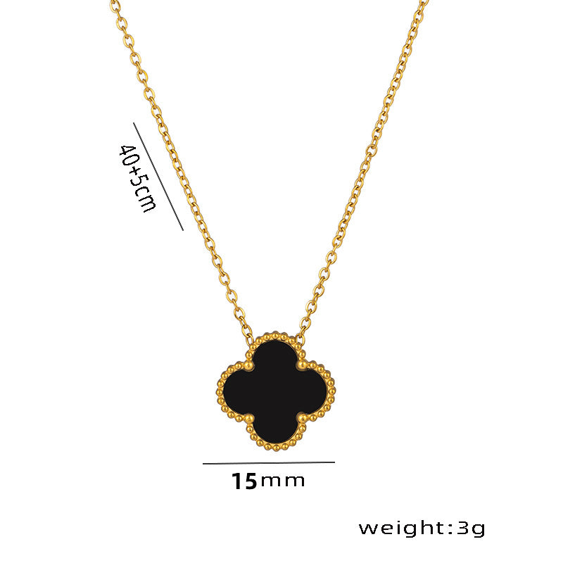 Non-fading High-quality Jewelry Double-sided Four-leaf Clover Necklace Women's Live Broadcast Hot-selling Titanium Steel Collarbone Chain Wholesale