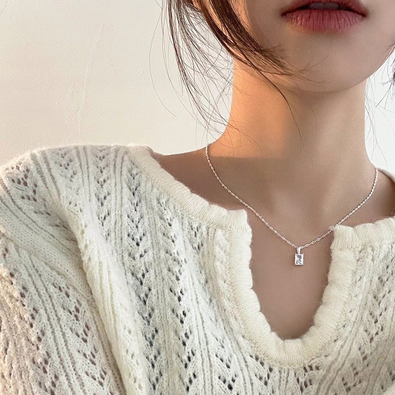 925 Silver Love Necklace Women's Summer High Sense Design Sense Niche Light Luxury Collarbone Chain Neck Chain